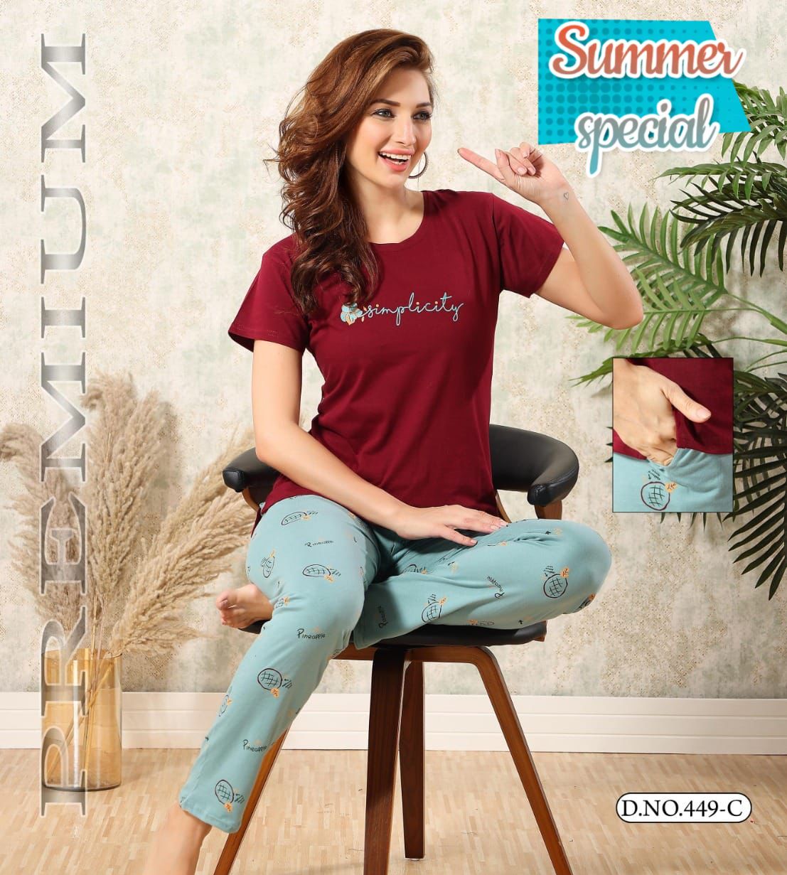 Summer Special Vol 449 Hosiery Cotton Night Suits Catalog
